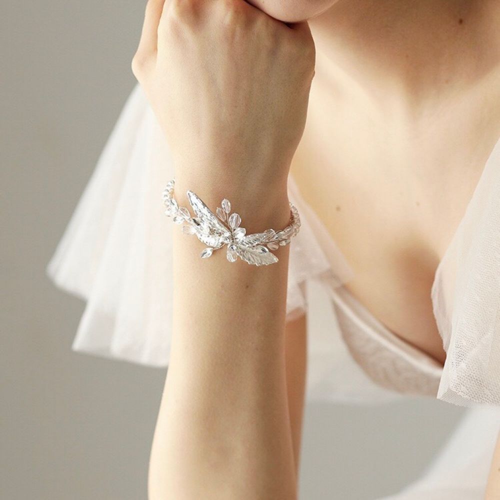 【ブレスレット】ブライダルブレスレット ビジュー リーフ h8 【結婚式 ブレスレット】