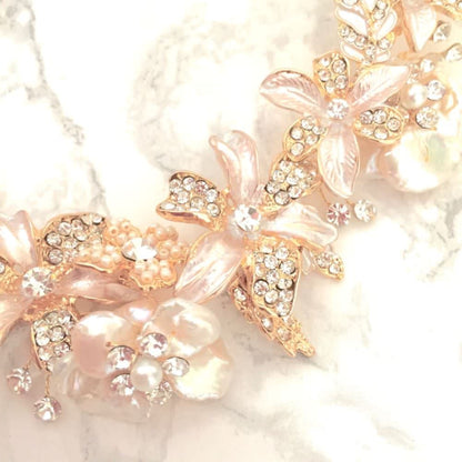 pearl gold リボンカチューシャ/ブライダルアクセサリー 【結婚式 ヘアアクセサリー】