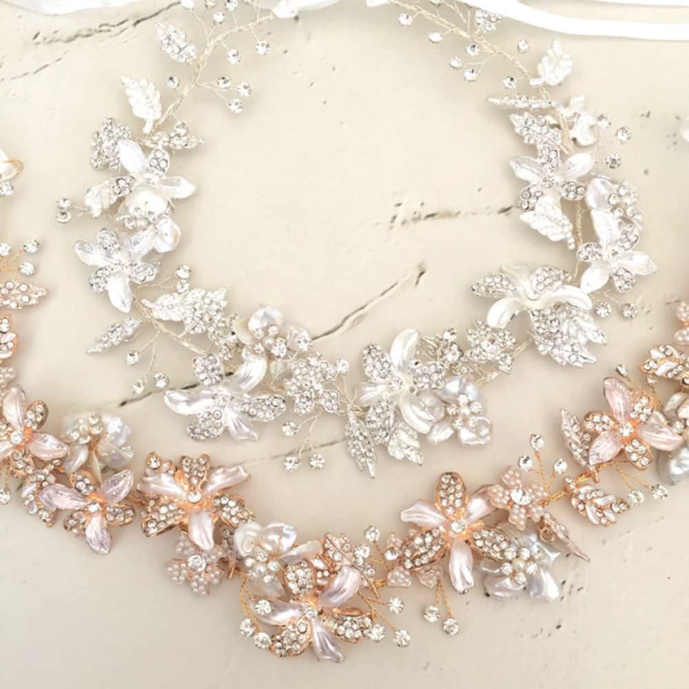 pearl gold リボンカチューシャ/ブライダルアクセサリー 【結婚式 ヘアアクセサリー】