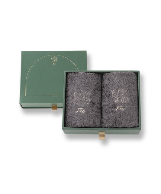 フェイスタオル2枚入りギフトセット チャコールグレー【オーガニックコットン プレゼント】 【結婚式 ギフト 引き出物 タオル 寝具】