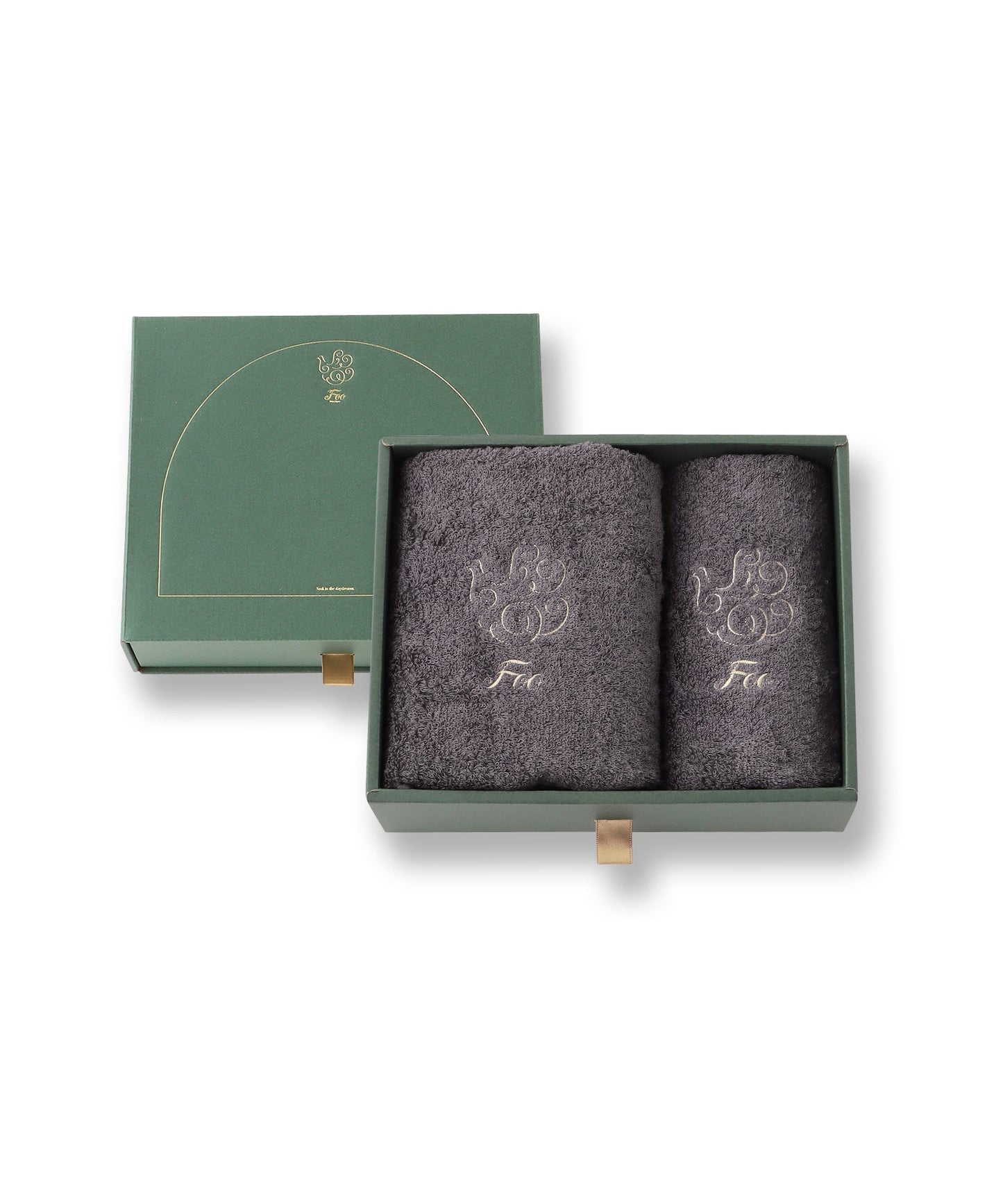 【Foo Tokyo】 オーガニックコットン フェイスタオル1枚 ハンドタオル1枚 ギフトセット チャコールグレー 【結婚式 ギフト 引き出物 タオル 寝具】