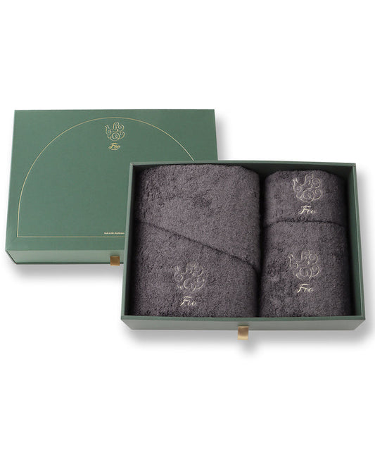 バスタオル&フェイスタオル&ハンドタオル 各1枚入り ギフトセット【チャコールグレー Foo Tokyo オーガニックコットン】 【結婚式 ギフト 引き出物 タオル 寝具】