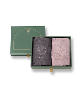 ハンドタオル2枚入りギフトセット チャコールグレー・ピンク【Foo Tokyo オーガニックコットン】 【結婚式 ギフト 引き出物 タオル 寝具】