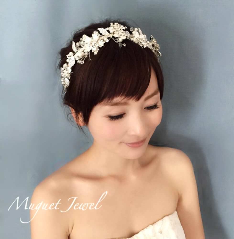 【ヘッドドレス】bijou ヘッドカチューシャ/ブライダルアクセサリー 【結婚式 ヘアアクセサリー】