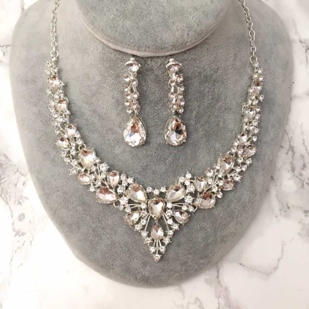 silverブライダルネックレス&ピアスset 【結婚式 アクセサリーセット】