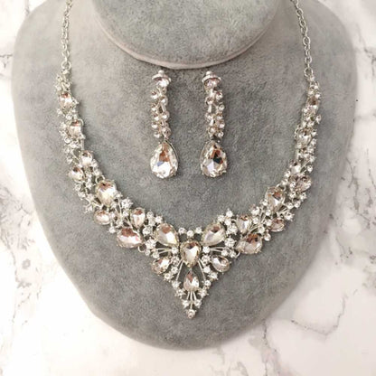 silverブライダルネックレス&ピアスset 【結婚式 アクセサリーセット】