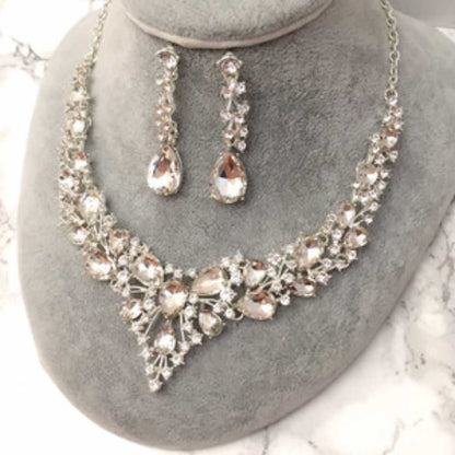 silverブライダルネックレス&ピアスset 【結婚式 アクセサリーセット】