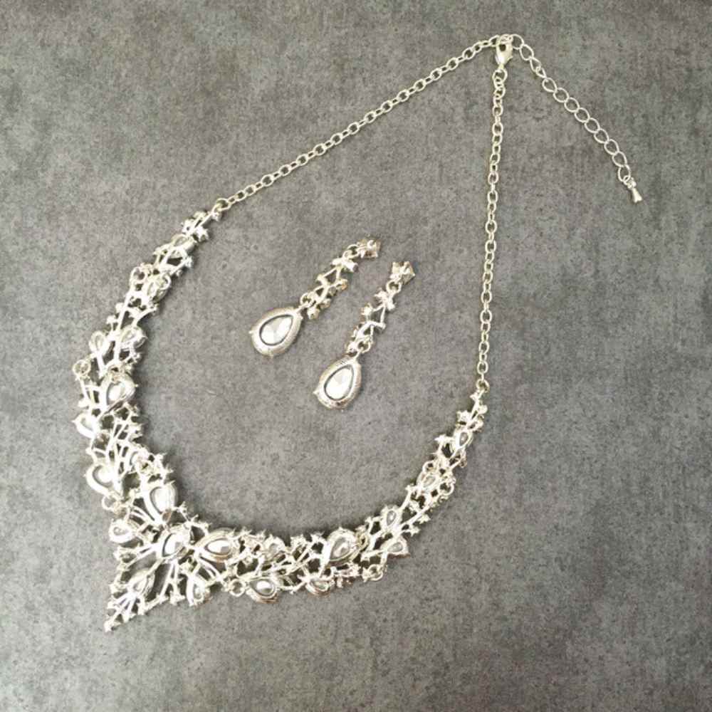 silverブライダルネックレス&ピアスset 【結婚式 アクセサリーセット】