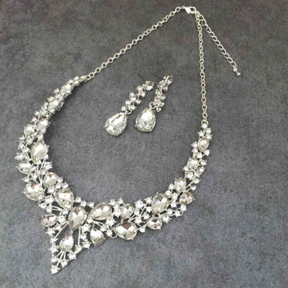 silverブライダルネックレス&ピアスset 【結婚式 アクセサリーセット】