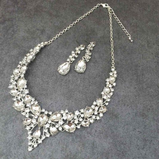 silverブライダルネックレス&ピアスset 【結婚式 アクセサリーセット】