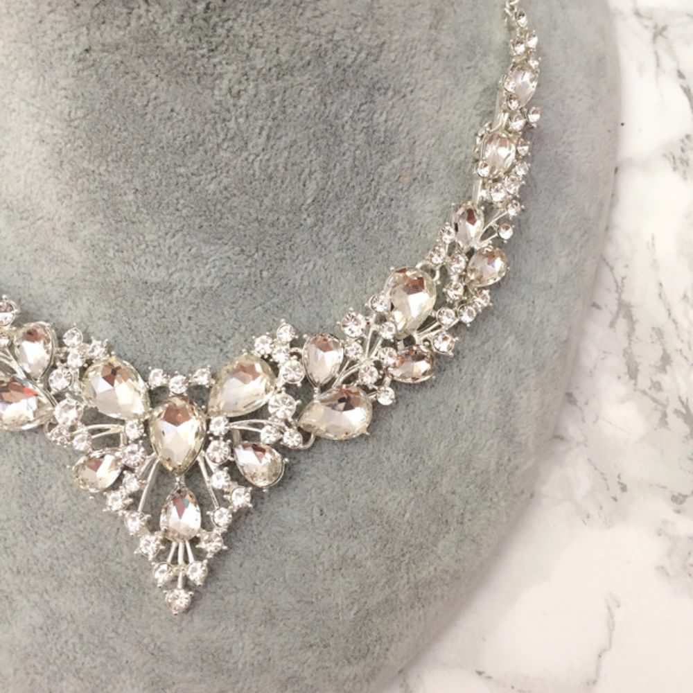 silverブライダルネックレス&ピアスset 【結婚式 アクセサリーセット】