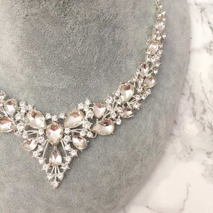 silverブライダルネックレス&ピアスset 【結婚式 アクセサリーセット】