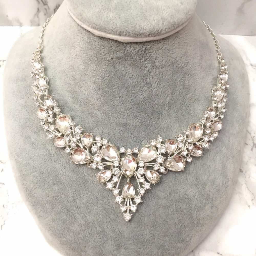 silverブライダルネックレス&ピアスset 【結婚式 アクセサリーセット】