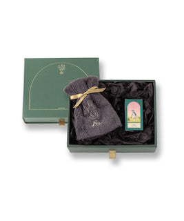 オーガニックコットン ハンドタオル(チャコールグレー)&Foo Tokyo バスオイル Luxe Flower 1本 ギフトセット 【結婚式 ギフト 引き出物 タオル 寝具】