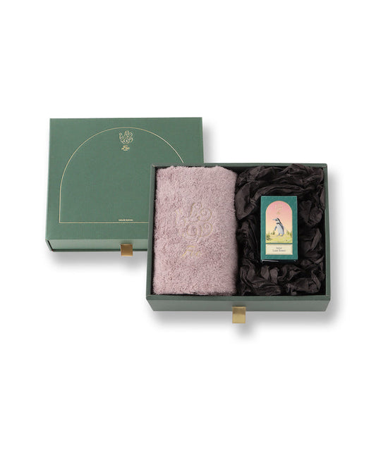 オーガニックコットン フェイスタオル(ピンク)&Foo Tokyo バスオイル Luxe Flower 1本 ギフトセット 【結婚式 ギフト 引き出物 タオル 寝具】