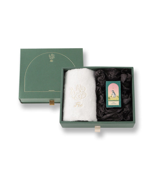オーガニックコットン フェイスタオル&Foo Tokyo バスオイル Luxe Flower 1本 ギフトセット 【結婚式 ギフト 引き出物 タオル 寝具】