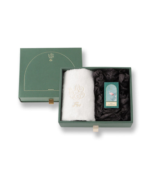オーガニックコットン フェイスタオル&Foo Tokyo バスオイル Dreaming Aroma 1本 ギフトセット 【結婚式 ギフト 引き出物 タオル 寝具】