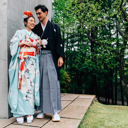 アンティーク復刻振袖 浅葱色地/飛翔鶴 【結婚式 和装 引き振袖 レンタル】