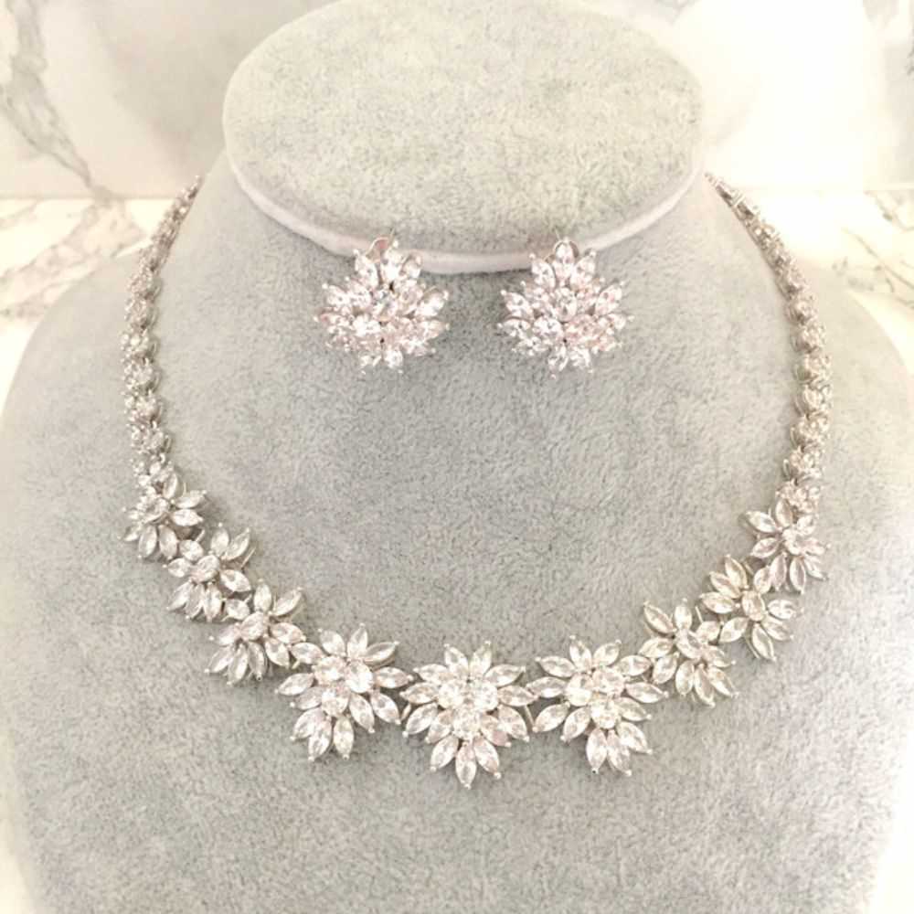 brilliant ジルコニアネックレス&ピアスセット/ブライダルアクセサリー 【結婚式 アクセサリーセット】