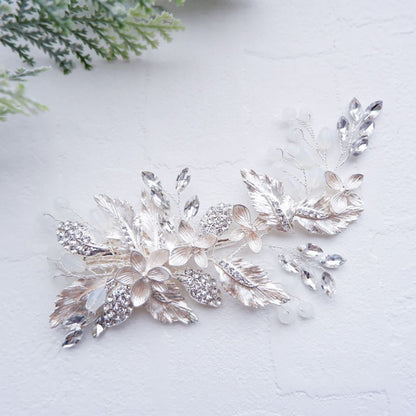 【ヘッドドレス】ブライダルヘッドドレス ビジュー リーフ ボンネ j9 【結婚式 ヘアアクセサリー】