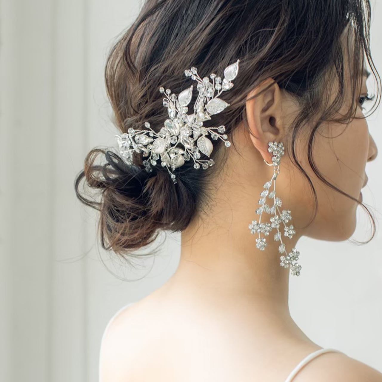 【ヘッドドレス】ブライダルヘッドドレス ビジュー リーフ ボンネ j10 【結婚式 ヘアアクセサリー】