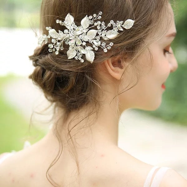 【ヘッドドレス】ブライダルヘッドドレス ビジュー リーフ ボンネ j10 【結婚式 ヘアアクセサリー】
