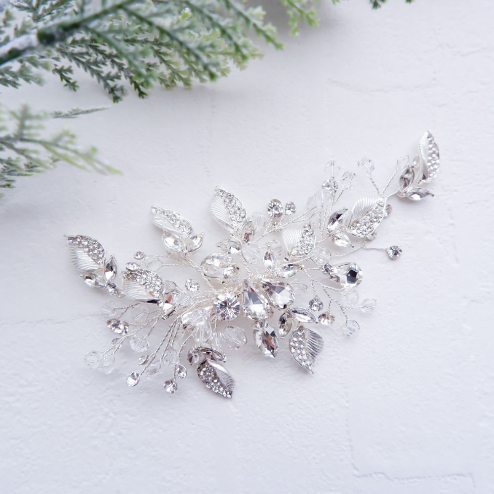 【ヘッドドレス】ブライダルヘッドドレス ビジュー リーフ ボンネ j10 【結婚式 ヘアアクセサリー】