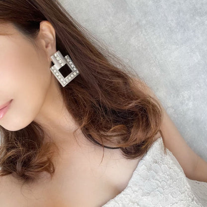 【ピアス・イヤリング】quadrangle ビジューピアス 【結婚式 ピアス イヤリング】