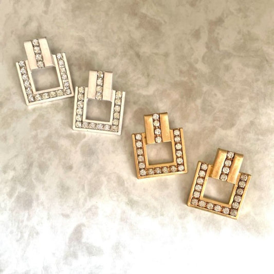 【ピアス・イヤリング】quadrangle ビジューピアス 【結婚式 ピアス イヤリング】