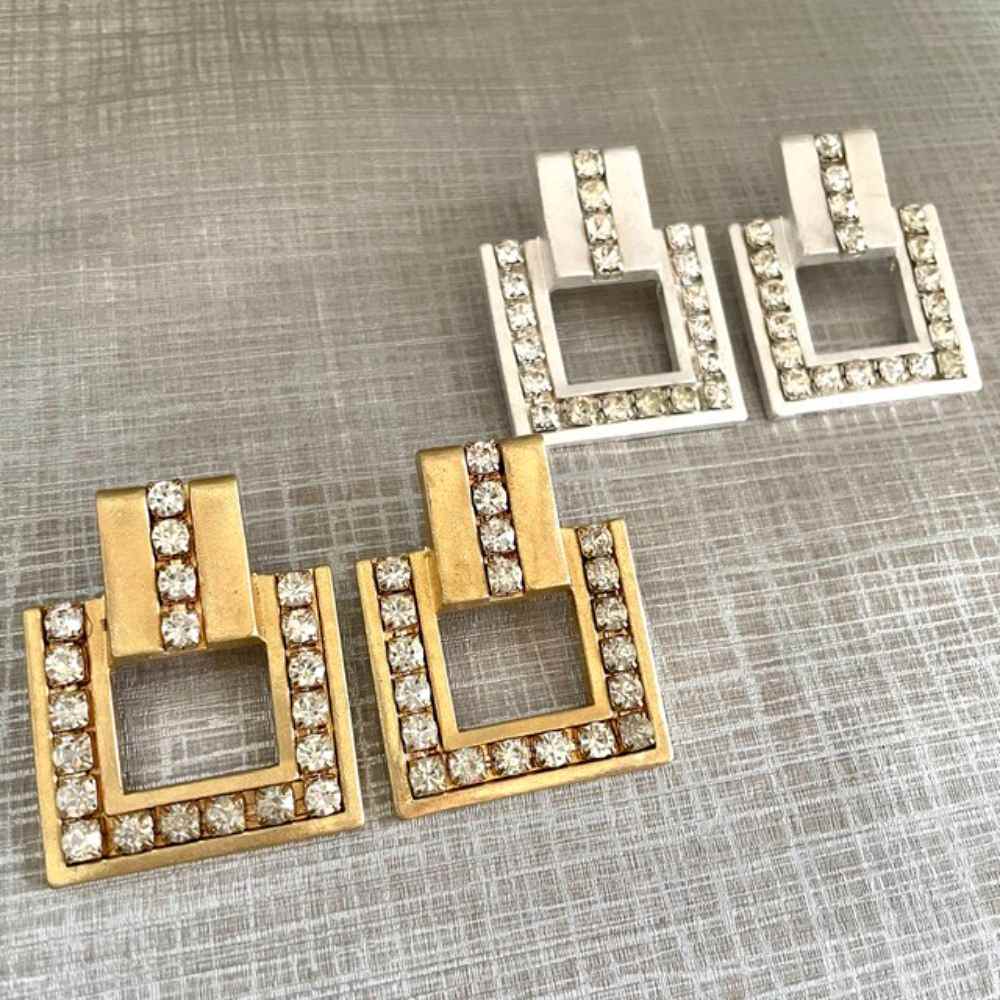 【ピアス・イヤリング】quadrangle ビジューピアス 【結婚式 ピアス イヤリング】