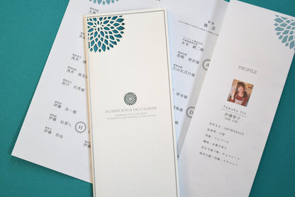 【結婚式 席次表 大人数専用】ダリア あさぎ (印刷込み)【結婚式 ペーパー 席次表】