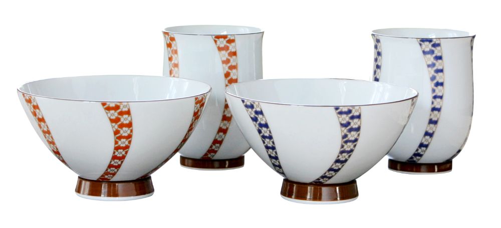 (ねじり小紋)むつみセット 【結婚式 ギフト 引き出物 食器類】