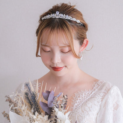 【ヘッドドレス】ティアラ ビジュー ブライダルヘッドドレス シルバー b10 【結婚式　ヘアアクセサリー】