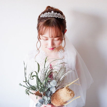 【ヘッドドレス】ティアラ ビジュー ブライダルヘッドドレス シルバー c5 【結婚式 ヘアアクセサリー】