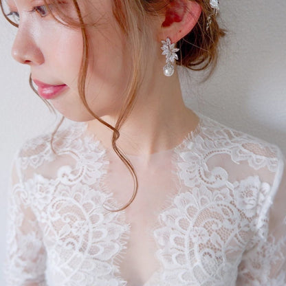 【ピアス】ビジュー パール ウェディング ブライダルピアス c3 【結婚式 ピアス イヤリング】