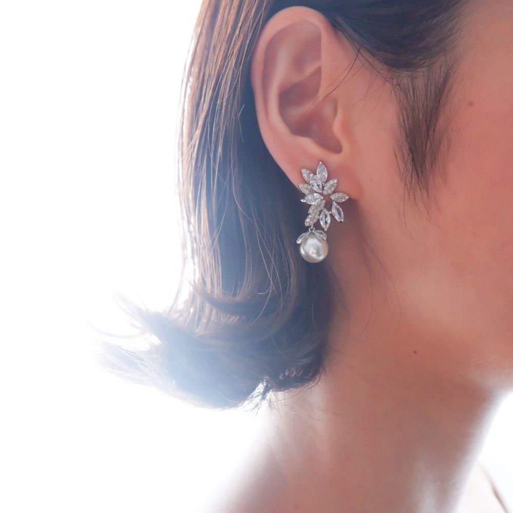 【ピアス】ビジュー パール ウェディング ブライダルピアス c3 【結婚式 ピアス イヤリング】