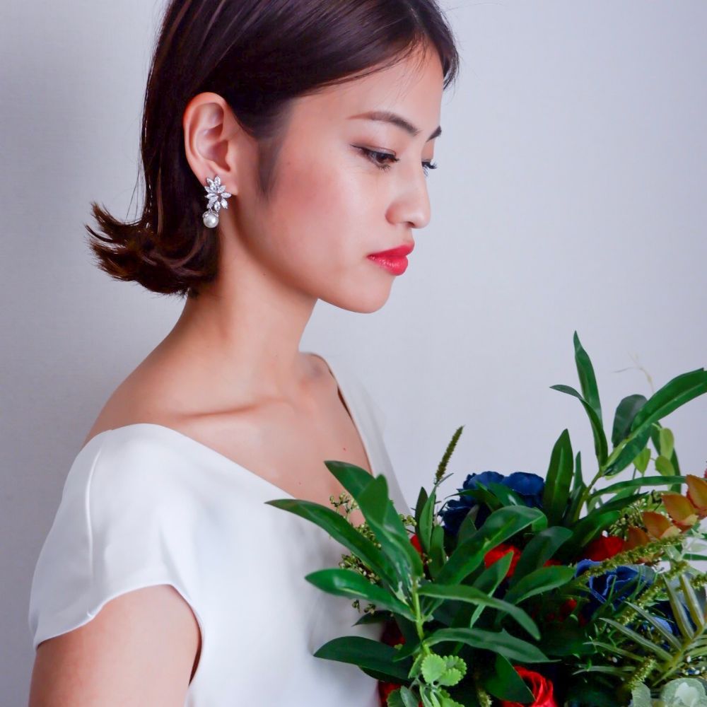 【ピアス】ビジュー パール ウェディング ブライダルピアス c3 【結婚式 ピアス イヤリング】