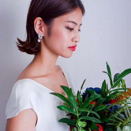 【イヤリング】ビジュー パール ウェディング ブライダルイヤリング c3 【結婚式 ピアス イヤリング】