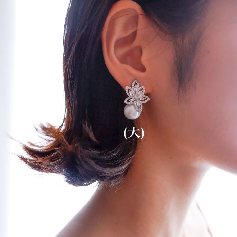 【ピアス】2サイズ ビジュー パール ウェディング ブライダルピアス d3(小さい) 【結婚式 ピアス イヤリング】