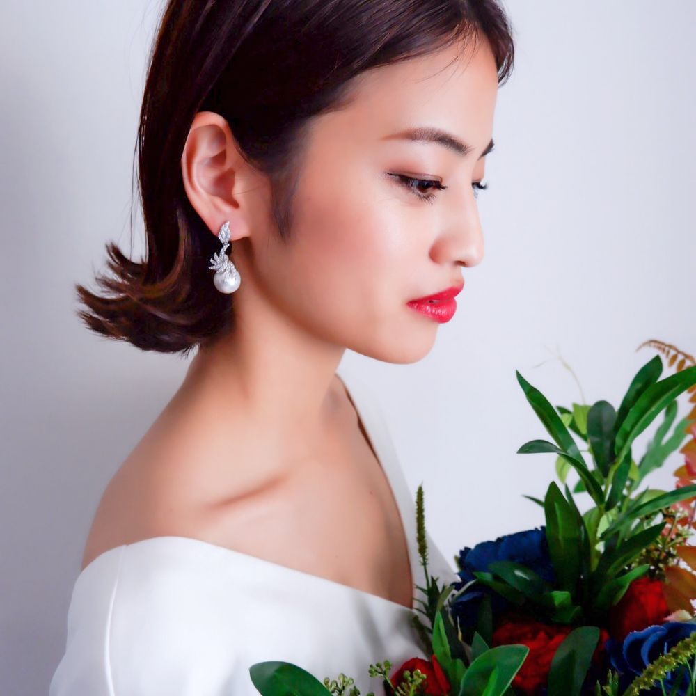 【ピアス】ビジュー パール ウェディング ブライダルピアス d5 【結婚式 ピアス イヤリング】