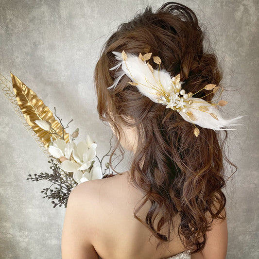 【ヘッドドレス】plume フェザーヘッドドレス 【結婚式 ヘアアクセサリー】