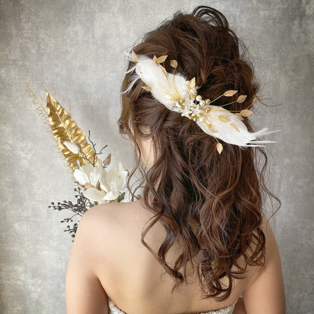 ヘッドドレス】plume フェザーヘッドドレス 【結婚式 ヘアアクセサリー