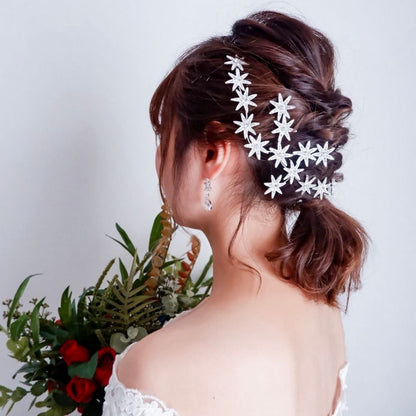 【ヘッドドレス】ブライダルヘッドドレス ビジュー スター フラワー ボンネ シルバー k3 【結婚式 ヘアアクセサリー】