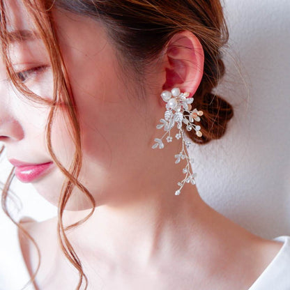 【ピアス】ブライダルピアス 小枝ピアス ビジュー シルバー k6 【結婚式 ピアス イヤリング】