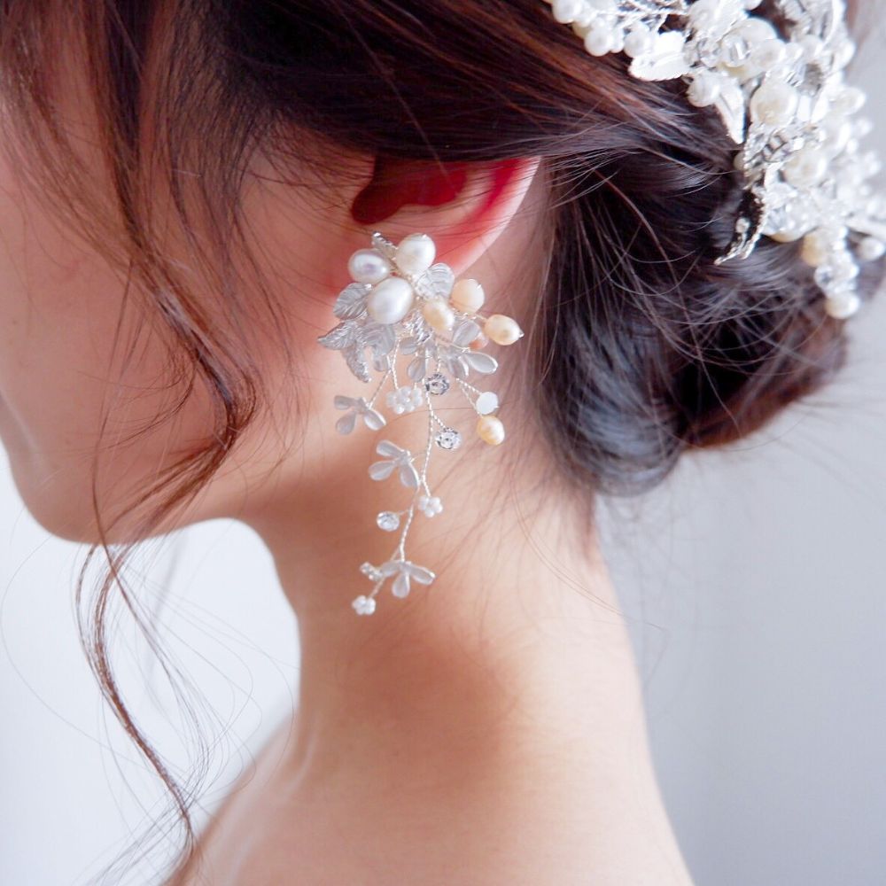 【ピアス】ブライダルピアス 小枝ピアス ビジュー シルバー k6 【結婚式 ピアス イヤリング】