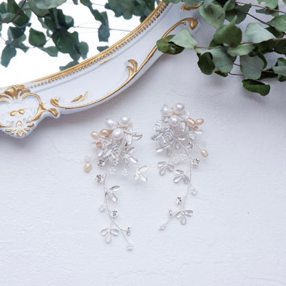 【ピアス】ブライダルピアス 小枝ピアス ビジュー シルバー k6 【結婚式 ピアス イヤリング】