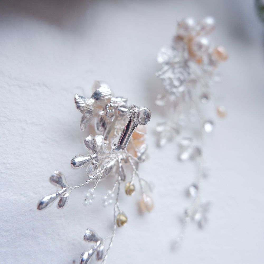 【ピアス】ブライダルピアス 小枝ピアス ビジュー シルバー k6 【結婚式 ピアス イヤリング】