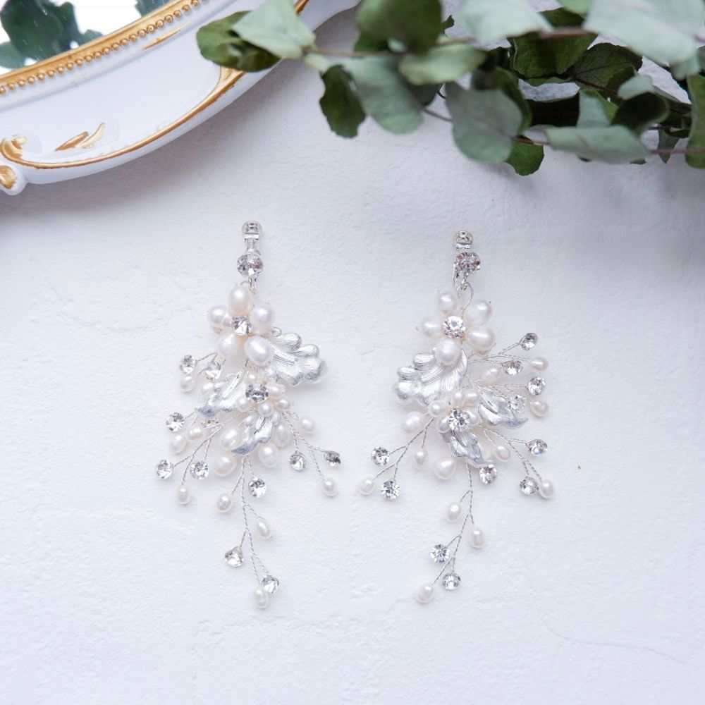 【ピアス】ブライダルピアス 小枝ピアス ビジュー シルバー k7 【結婚式 ピアス イヤリング】