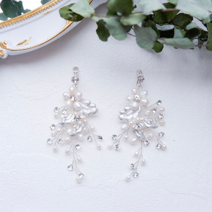 【ピアス】ブライダルピアス 小枝ピアス ビジュー シルバー k7 【結婚式 ピアス イヤリング】