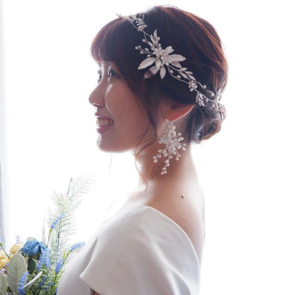【イヤリング】ブライダルイヤリング 小枝イヤリング ビジュー シルバー k7 【結婚式 ピアス イヤリング】